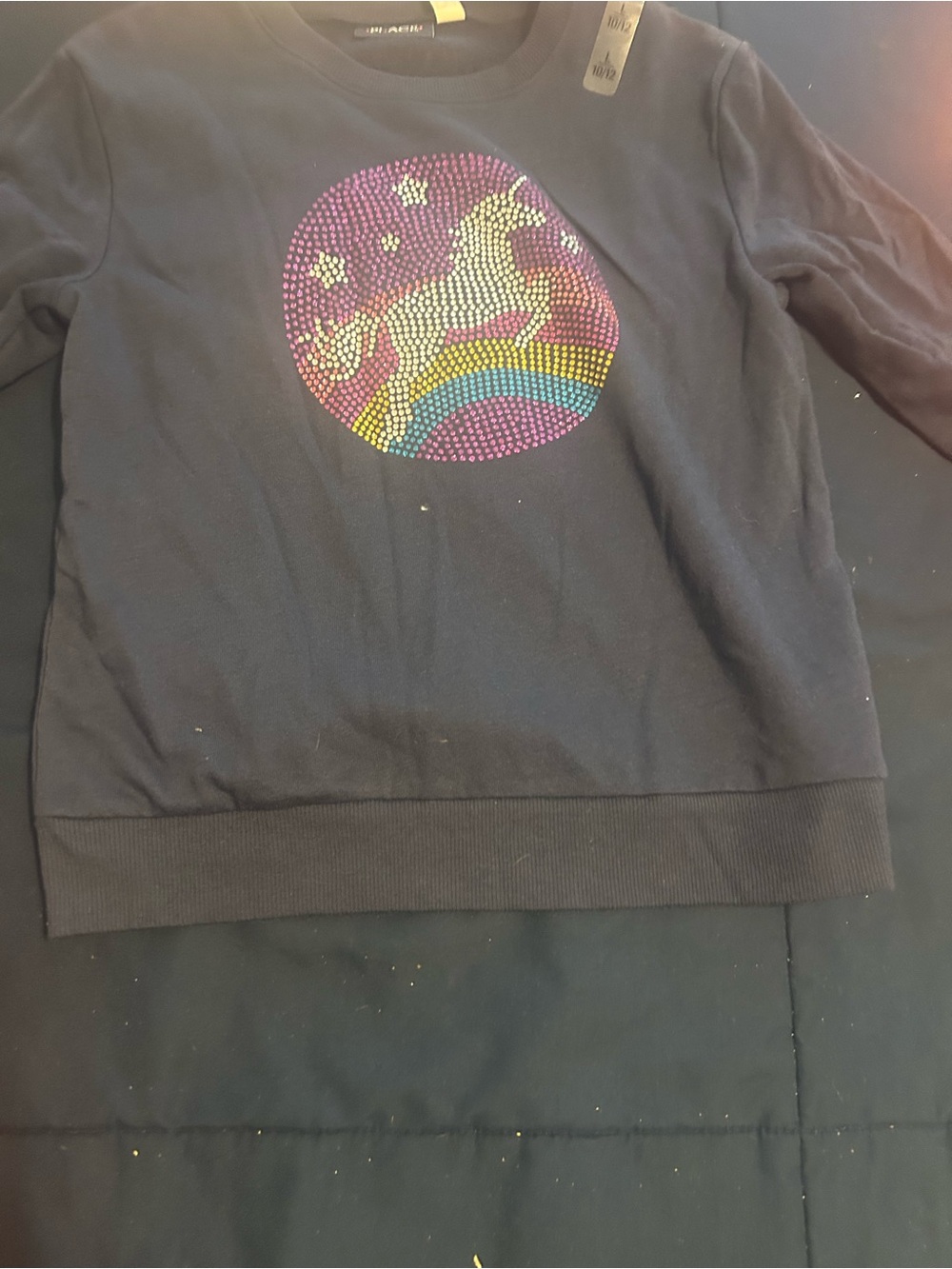 The Children's Place Navy Unicorn Rhinestone Sweatshirt